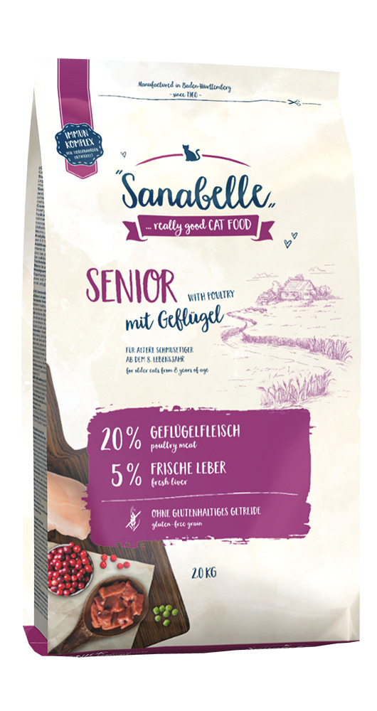 Sparpaket Sanabelle Senior mit Geflügel 2 x 2kg Katzentrockenfutter