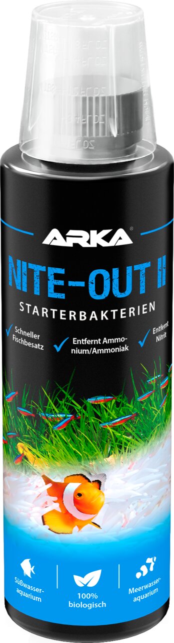 ARKA Nite-Out II Starterbakterien für Süß- und Meerwasseraquarien, 100% biologisch, entfernt Ammonium, Nitrit und Ammoniak.