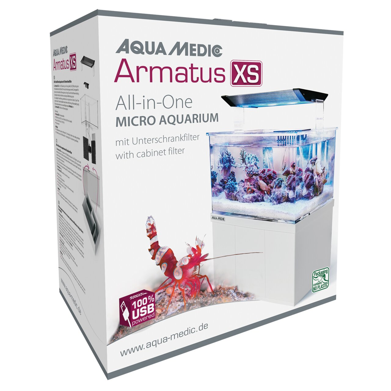 Aqua Medic Armatus XS Mikro-Aquarium, für Aquaristik-Fans, USB-Strom, plastikfreie Verpackung, für Fische & Korallen.