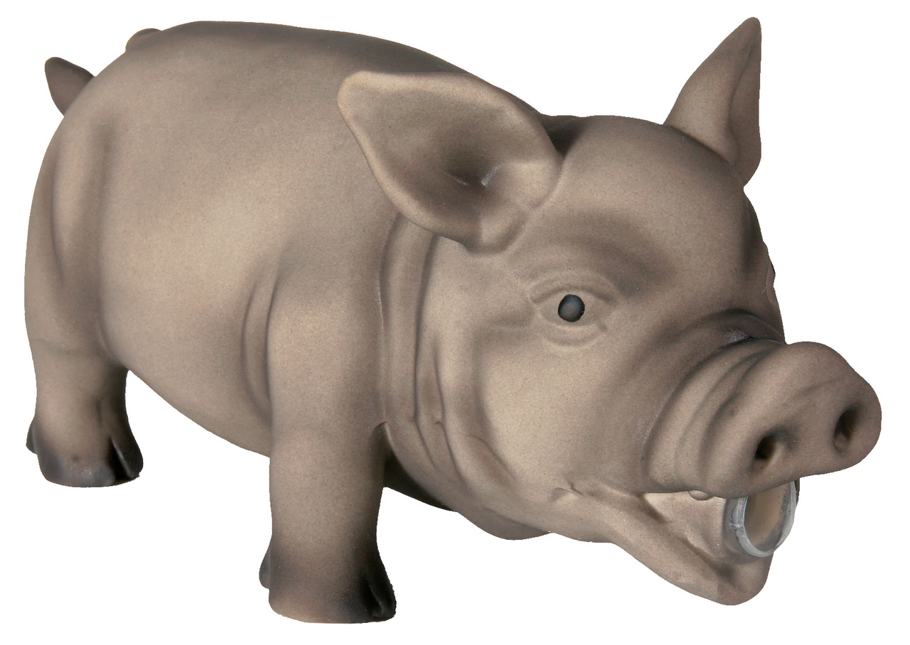 TRIXIE Hundespielzeug Schwein, für Hunde aller Größen, braun, Latex, mit Quietscher, ideal für interaktives Spielen, robust.