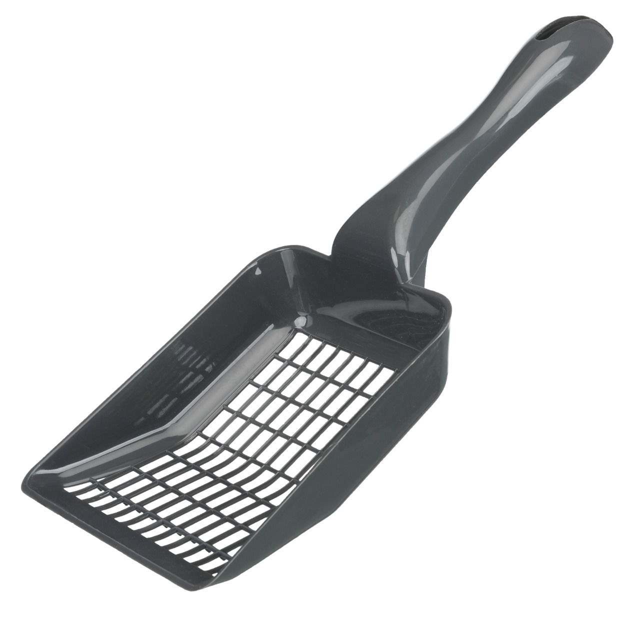 TRIXIE Katzentoilettenschaufel, grau, robust, ergonomisch, langer Griff, für Klumpstreu, ideal für Katzenbesitzer.