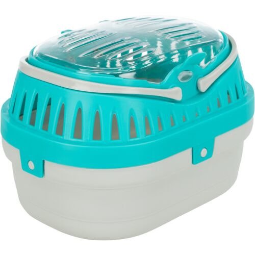TRIXIE Transportbox "Mini-Capri" für Kleintiere, Türkis-Weiß, mit Belüftung, Tragegriff, für sicheren Transport von Nagern-Reptilien.