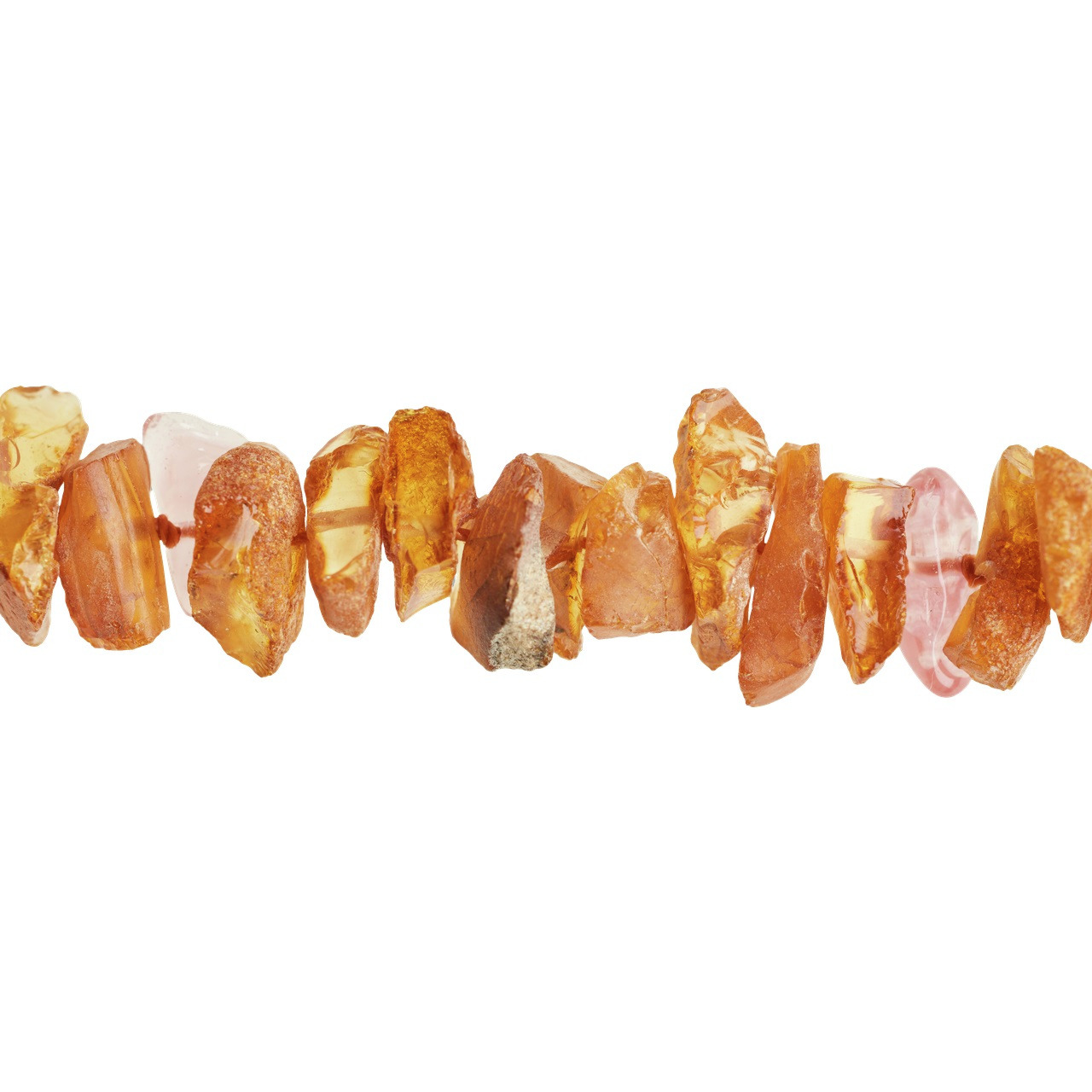 Allpets Bernsteinkette für Hunde, natürl. Schutz gegen Zecken, unregelmäßige Steine in Gelb-/Orangetönen, durchscheinend.