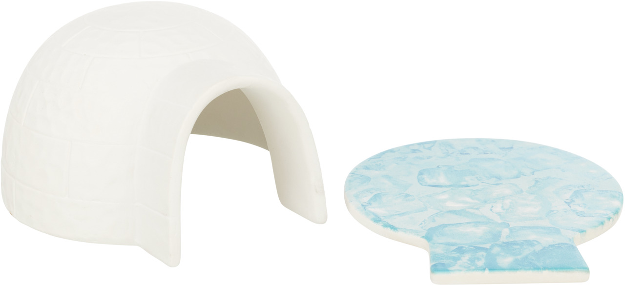 TRIXIE Kühl-Iglu-Set, für Kleintiere (Hamster-Mäuse), mit blauer Kühlplatte, ideal für heiße Tage, kühler Rückzugsort.