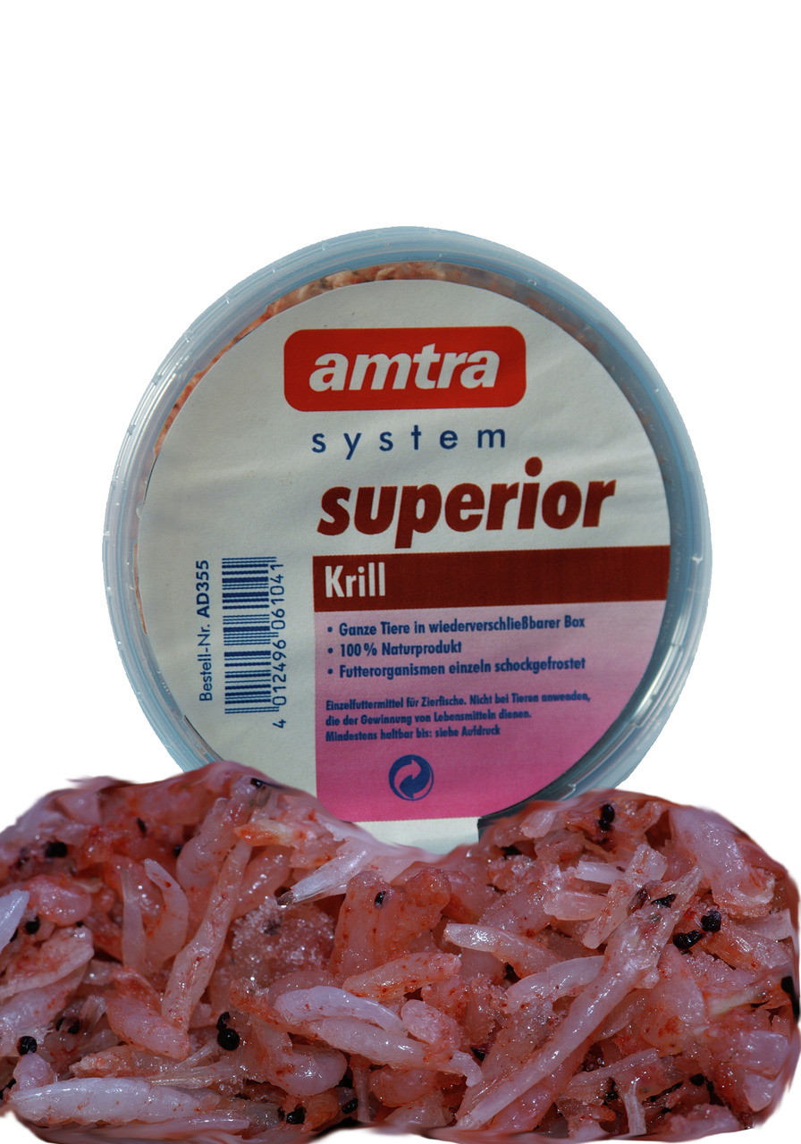 amtra system superior Krill, Einzelfuttermittel für Zierfische, 100 % Natur, schockgefrostet, wiederverschließbare Box.