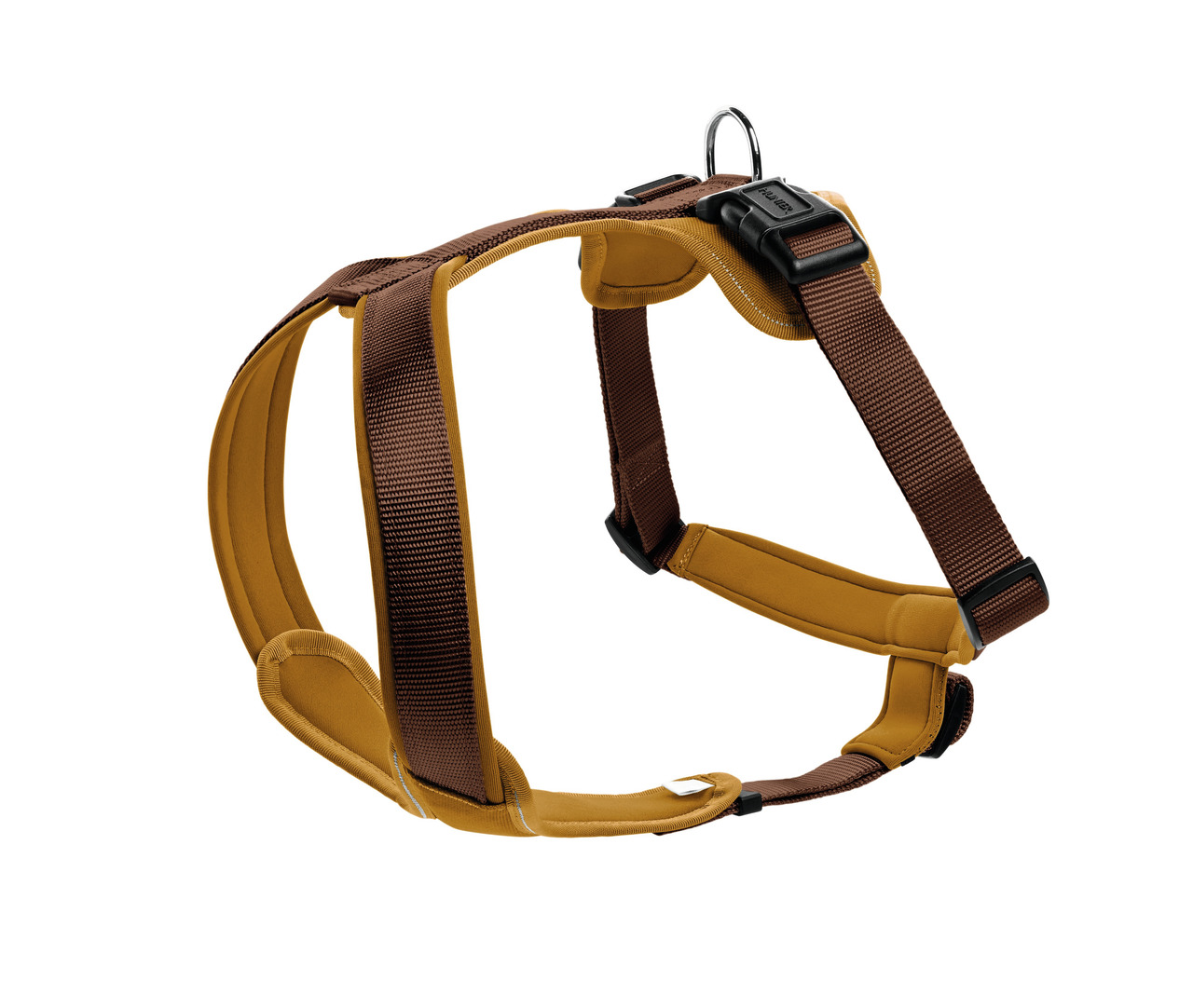 HUNTER Hundegeschirr "Divo", Braun/Gelb, ergonomisch, gepolstert, verstellbar, für Hunde aller Größen, Komfort & Sicherheit.