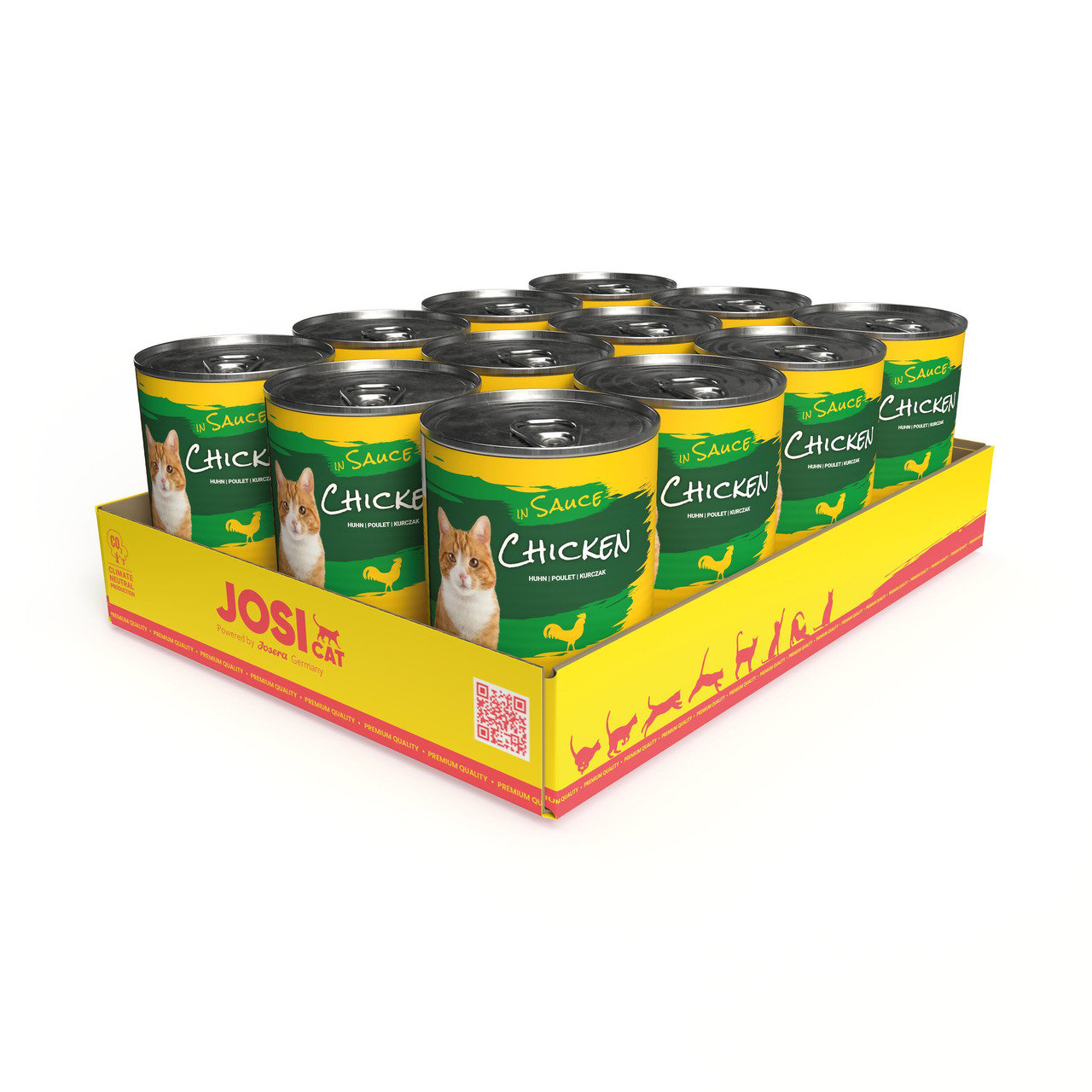 Josera JosiCat Nassfutter, Katzen, Huhn in Sauce, Premium-Qualität, 12 Dosen.