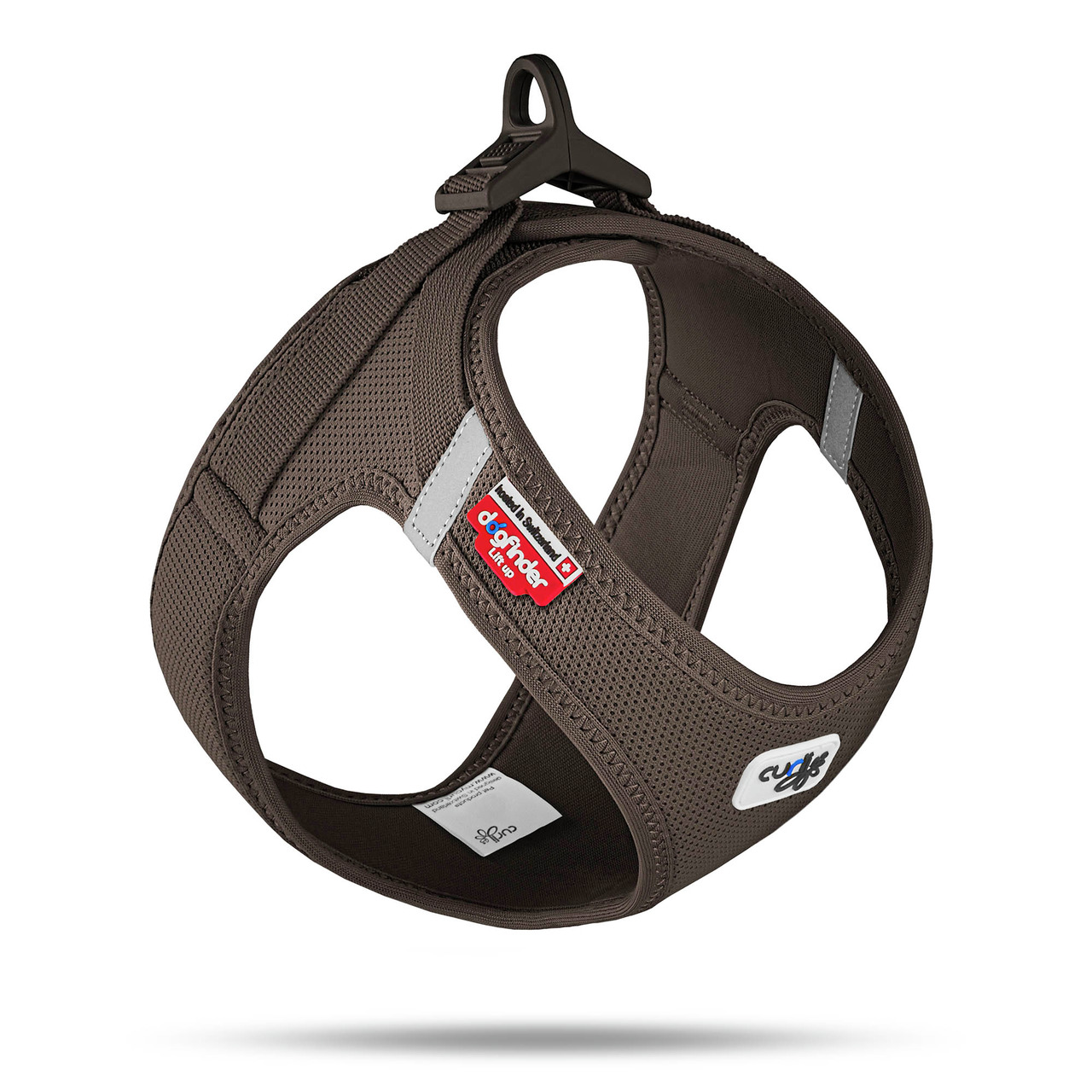 Curli Hundegeschirr "Curli Vest Air-Mesh", für kleine-mittlere Hunde, atmungsaktiv, reflektierend, sicher, braun.