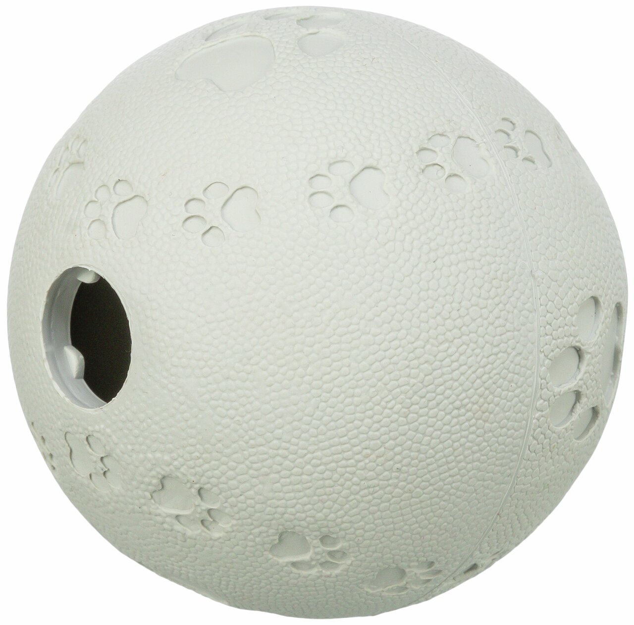 TRIXIE Snackball für Hunde, weiß, Pfotenmuster, befüllbar, spielerische Beschäftigung, Ø 11 cm.