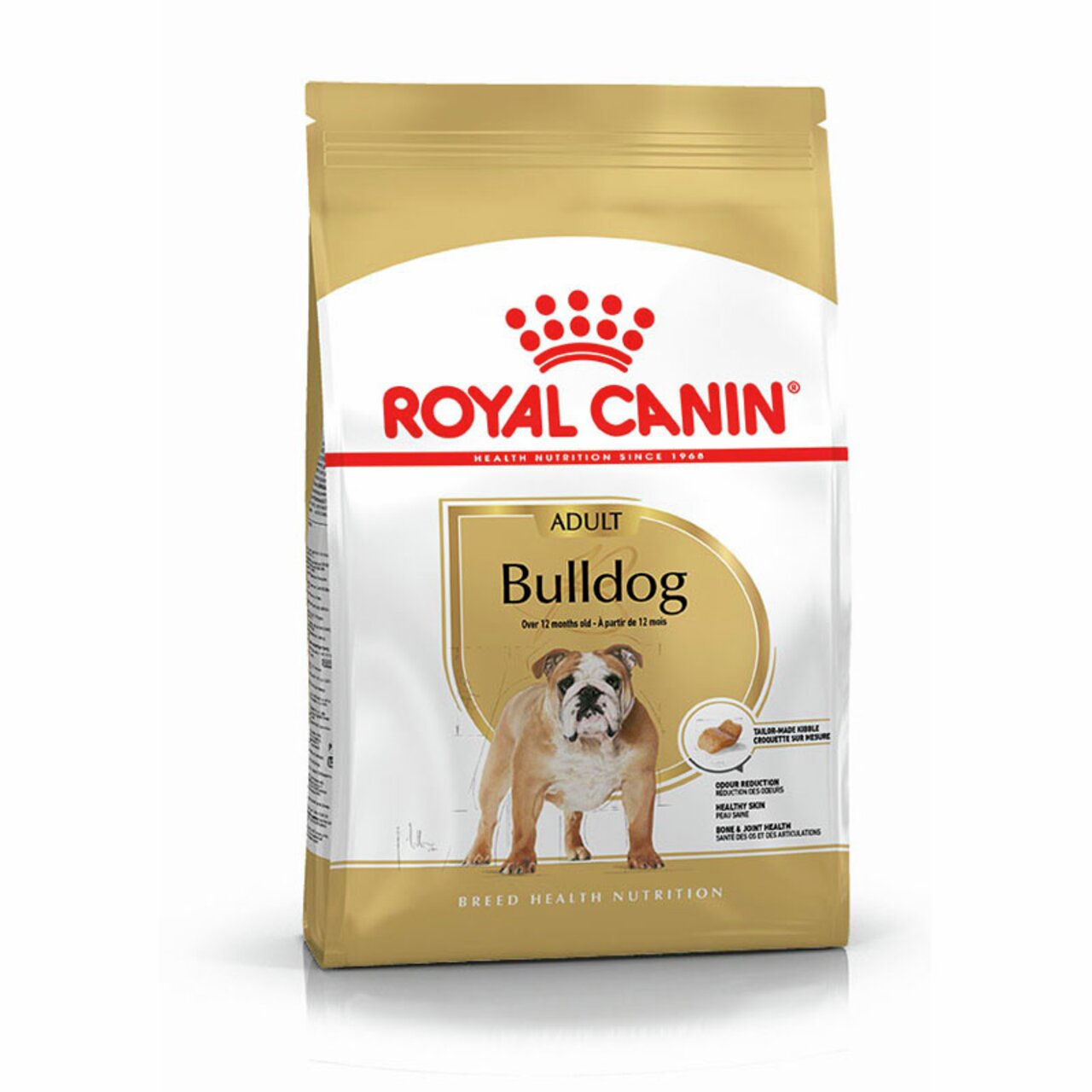 ROYAL CANIN Bulldog Adult, für Bulldoggen ab 12 Mon., 12 kg, unterstützt Haut, Fell, Verdauung & Gelenke.
