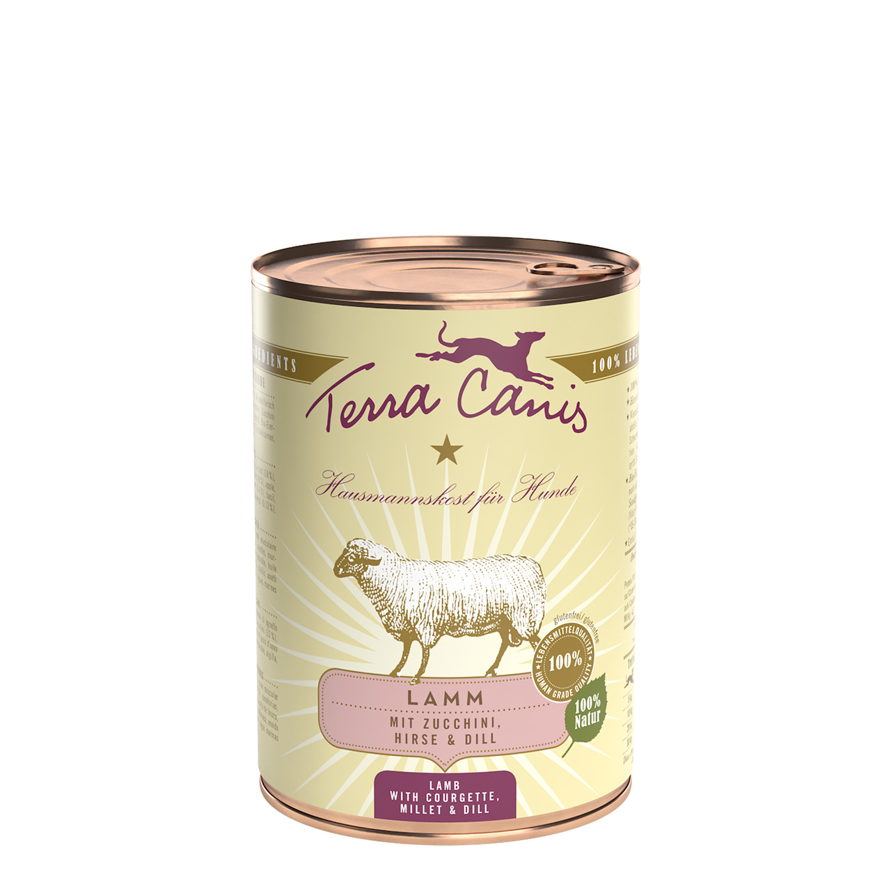 Terra Canis Hundefutter, Lamm mit Zucchini, Hirse & Dill, 400 g, 100 % Natur, Hausmannskost für Hunde.