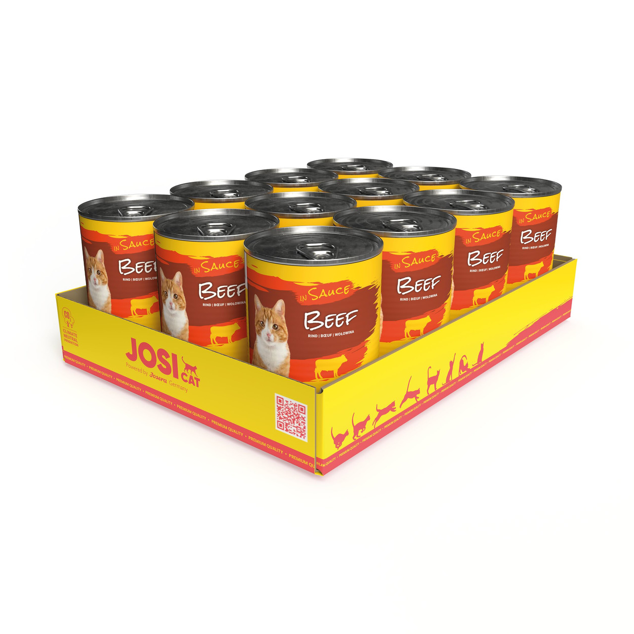 Josera JosiCat in Sauce, Rind, für Katzen, 12 Dosen, hochwertige & schmackhafte Mahlzeiten.