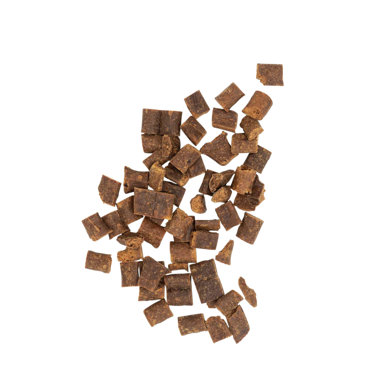 Das Bild zeigt LOTTIS HÄPPCHEN Hundesnacks, geeignet für Hunde aller Größen. Die Leckerlis bestehen aus kleinen, braunen Würfeln und sind ideal als Belohnung oder Snack zwischendurch. Die Geschmacksrichtung ist Rind, und die Verpackung enthält 100 g. Perf
