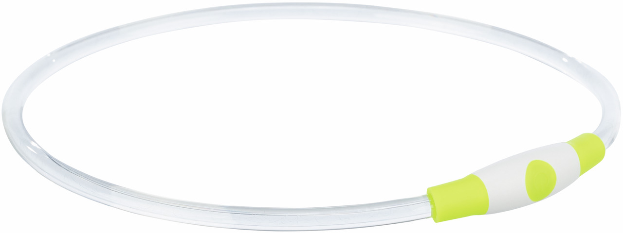 TRIXIE USB-Leuchthalsband, transparent/neongrün, für Hunde aller Größen, Sichtbarkeit bei Dunkelheit, kürzbar, USB-aufladbar.