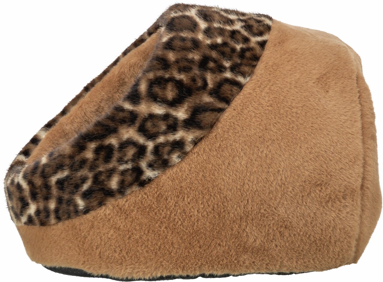 Braunes Tierbett TRIXIE Leika für Katzen, Innenfutter mit Leopardenmuster, gemütlich, weich, ideal für Ruhe und Komfort.