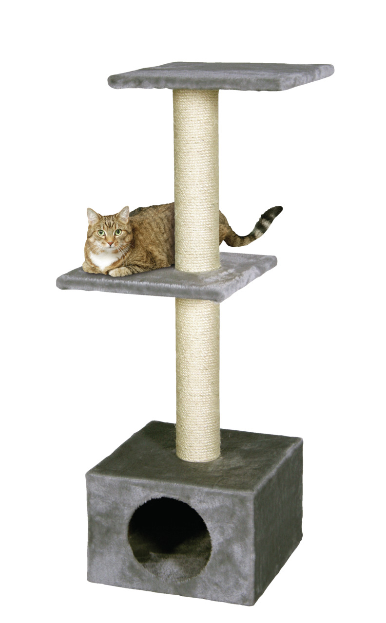 Karlie Kratzbaum, für Katzen, grau, mit Höhle, 2 Plattformen, Sisalsäule, ideal für Krallenpflege & Entspannung.