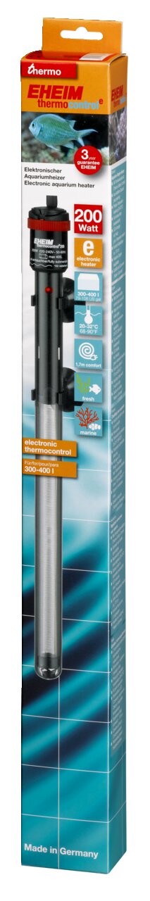 EHEIM thermocontrol Aquariumheizer, 200W, für 300-400L, präzise Temp.regelung, einfache Bedienung, hohe Qualität, Made in Germany.