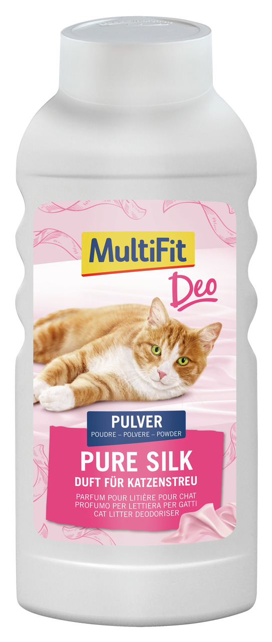 MultiFit Deo Pulver Pure Silk für Katzenstreu, neutralisiert Gerüche, für Katzenbesitzer.