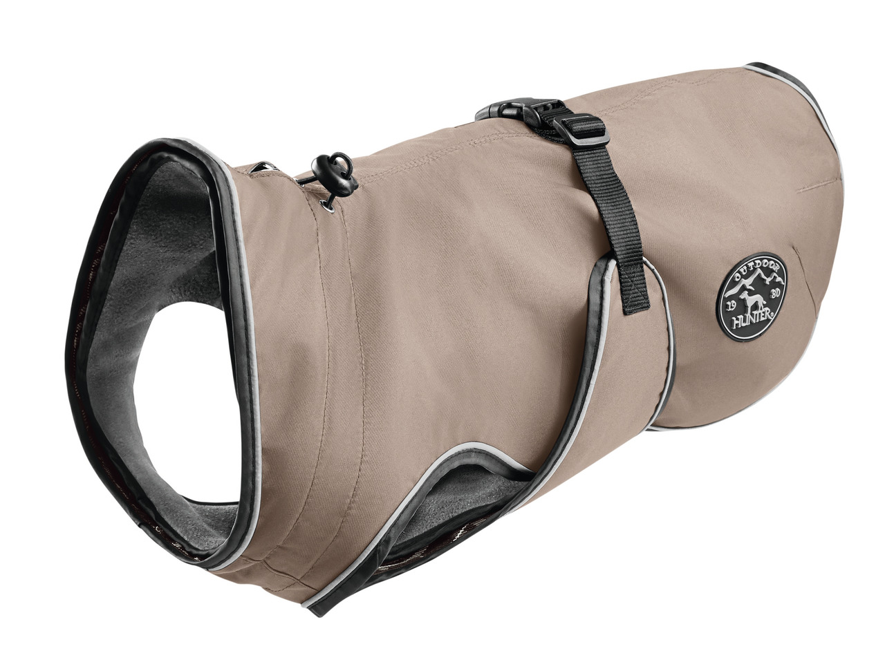 Hundemantel „Uppsala“ von HUNTER, für alle Hunde, beige, wasserabweisend, warmes Innenfutter, verstellbar, ideal für Outdoor, Schutz vor Kälte/Nässe.