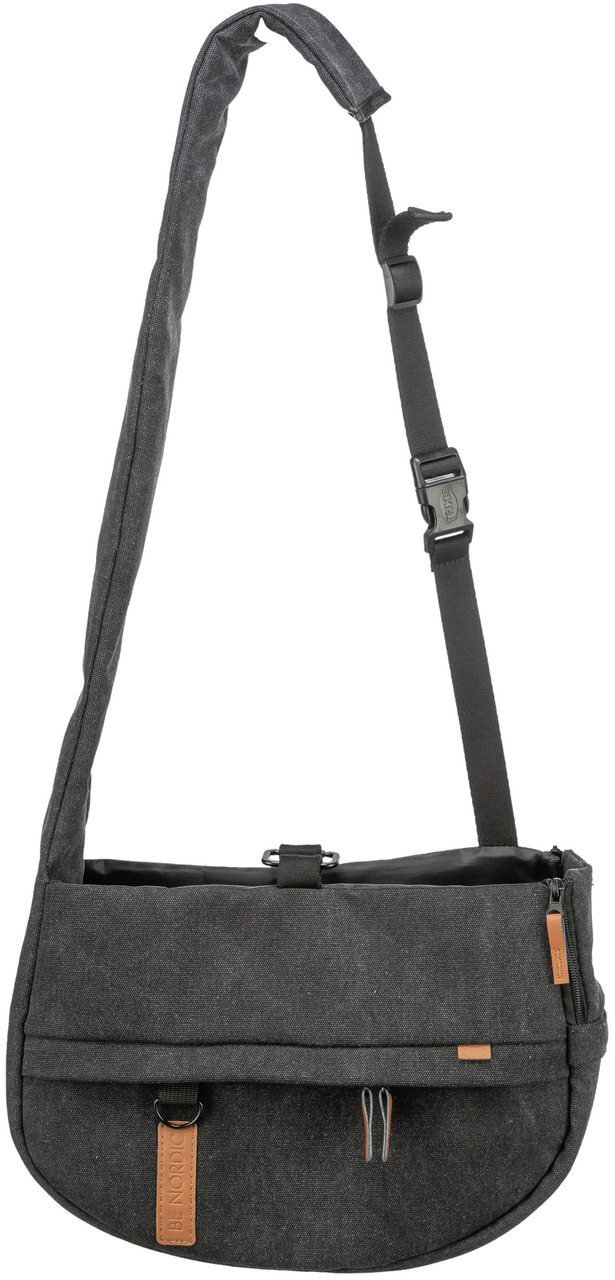 TRIXIE BE NORDIC Umhängetasche, für Hundebesitzer, schwarz, mit Fächern für Zubehör, verstellbarer Gurt, robust, ideal für Spaziergänge.