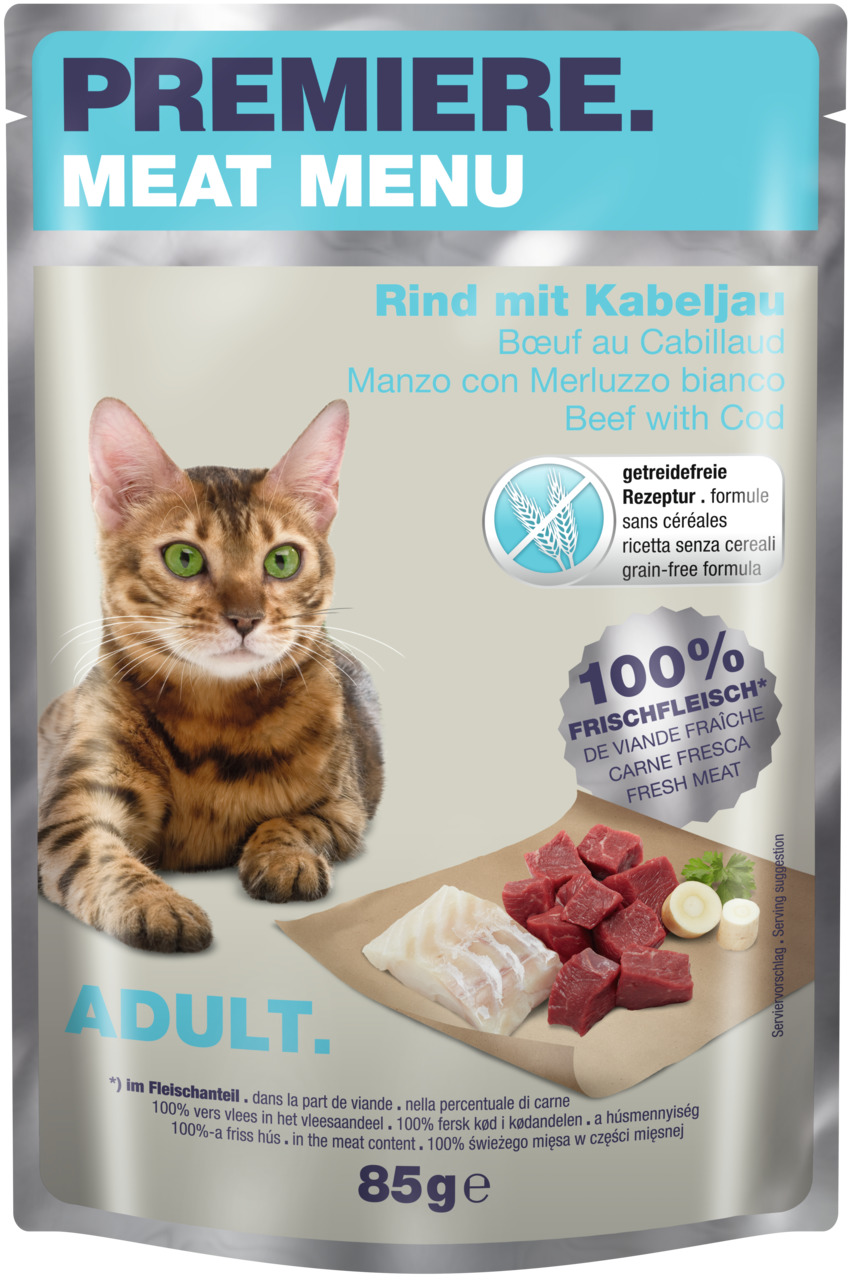 PREMIERE Meat Menu Adult Rind und Kabeljau 85 g | 4047777212089