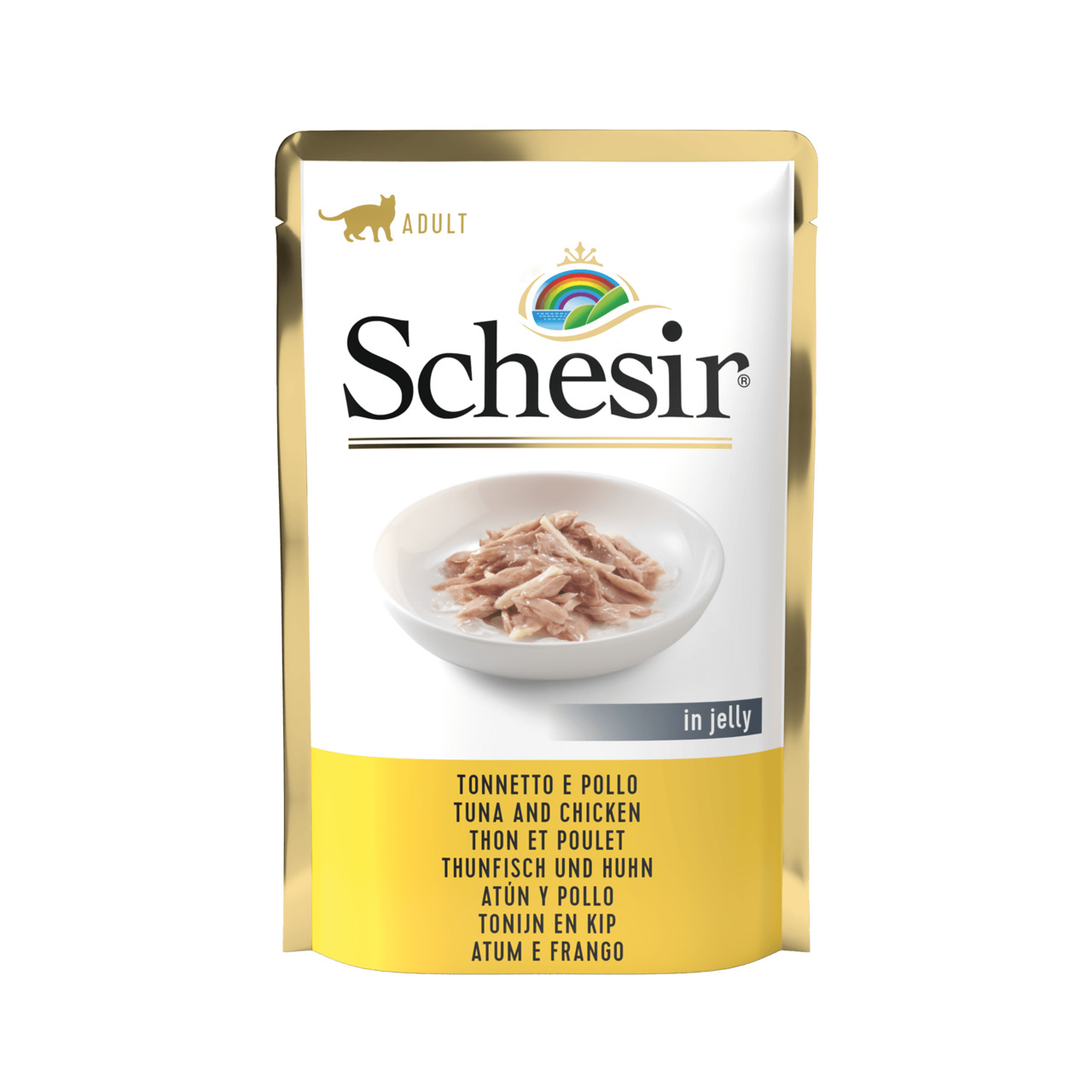 Sparpaket 20 x 85 g Schesir Adult Thunfisch und Huhn in Jelly Katzen Nassfutter