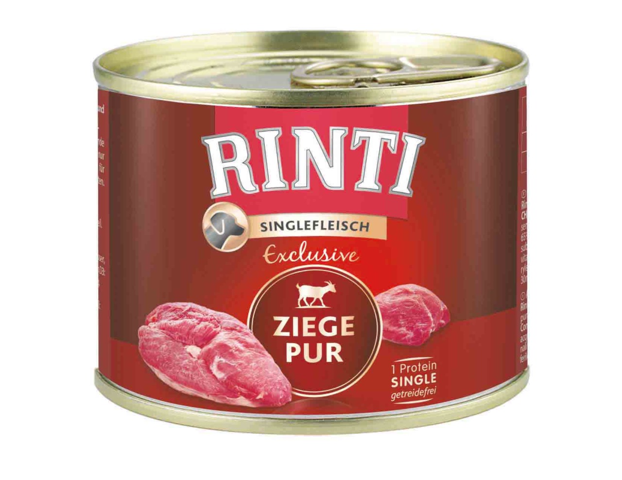 RINTI Singlefleisch Ziege Pur für Hunde, geschmacksrichtung Ziege, getreidefrei, 1 Protein, 400 g Dose.