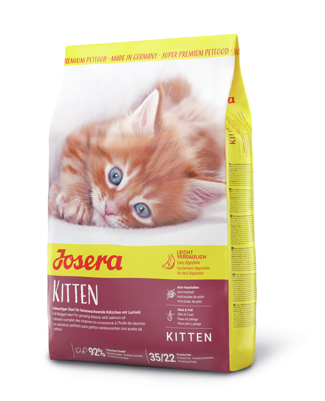 Josera Kitten, Katzenfutter für junge Katzen, Lachsöl, leicht verdaulich, Haut/Fell-Unterstützung, Anti-Haarballen, 2 kg.