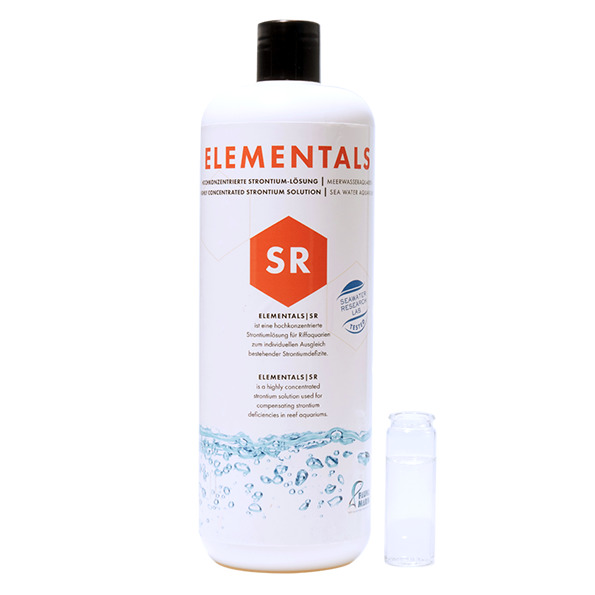 Fauna Marin ELEMENTALS SR, Strontium-Lösung für Riffaquarien, 1000 ml, inkl. Messbecher, hochkonzentriert für Meerwasseraquarien.