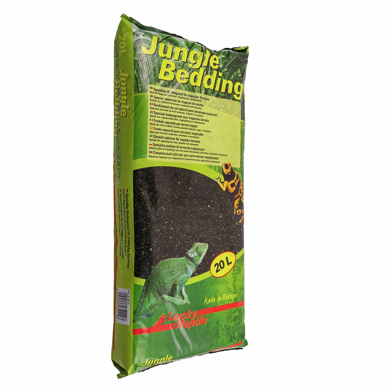 Lucky Reptile Jungle Bedding, Substrat für tropische Terrarien, Reptilien & Amphibien, 20 L, mit Chamäleon & Pfeilgiftfrosch.