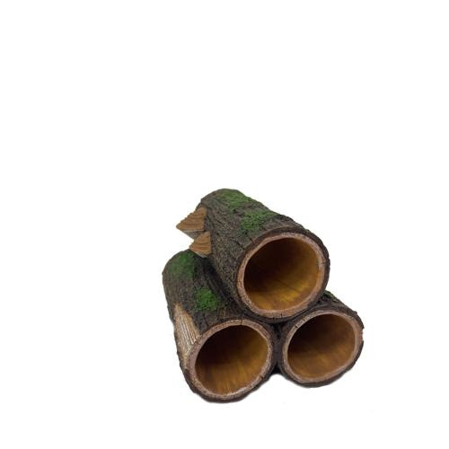 AQUA DELLA Triple Wood Tunnel: Aquariumzubehör f. Fische, realistische Holzröhren m. Moos, Versteckmglk. f. Aquarienbesitzer.