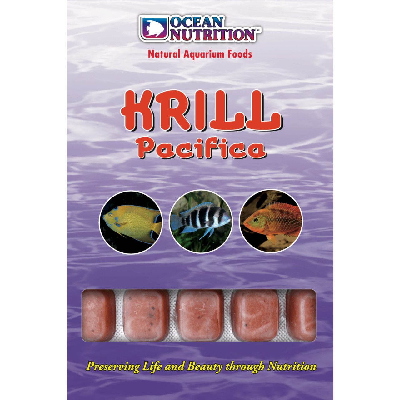 Ocean Nutrition Krill Pacifica: Fischfutter für Zierfische, Geschmacksrichtung Krill, proteinreich, 6 gefrorene Futterwürfel.