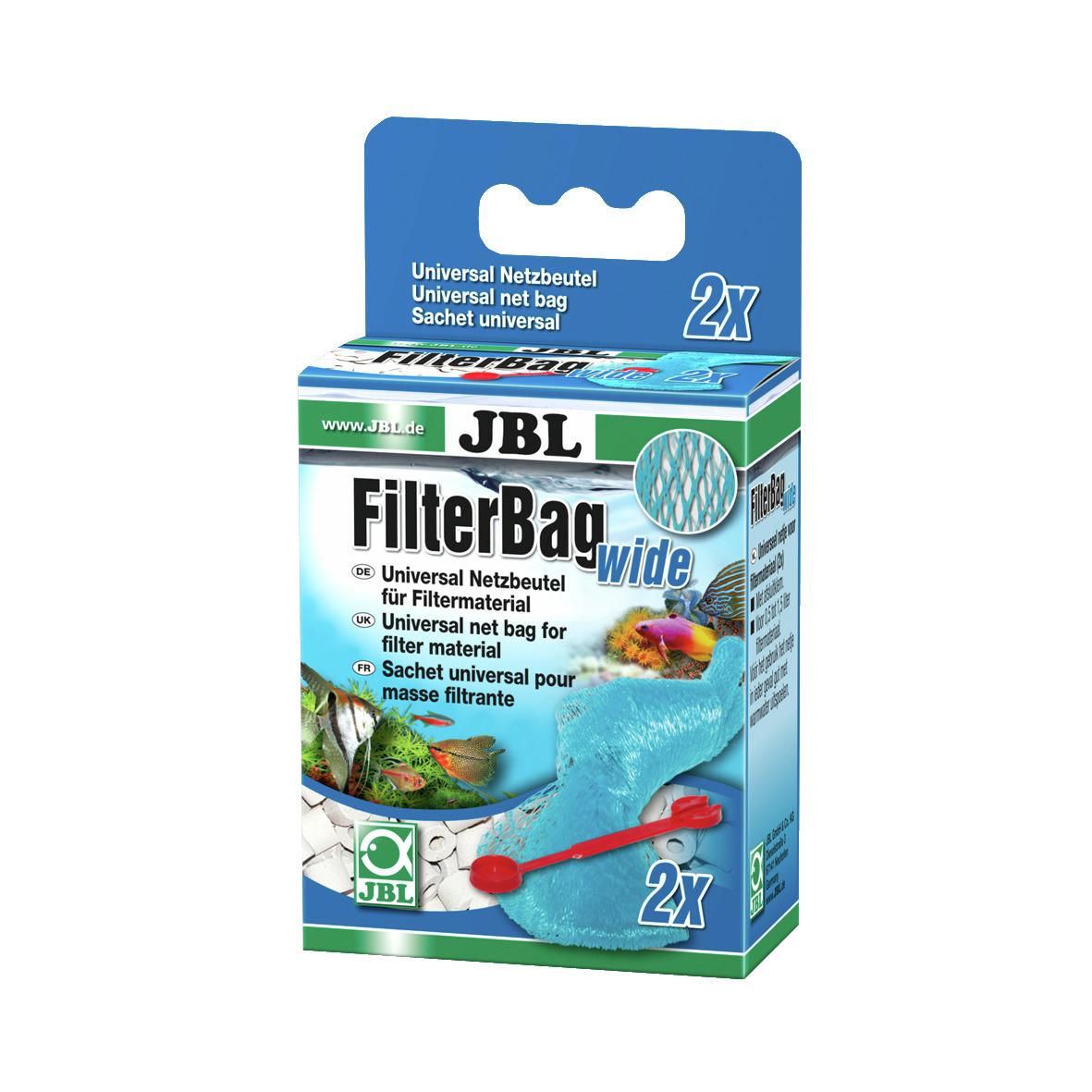 JBL FilterBag wide: Universal-Netzbeutel f. Filtermaterial, 2 Stk., für Aquarienbesitzer, geeignet zur Reinigung u. Filterung v. Wasser.