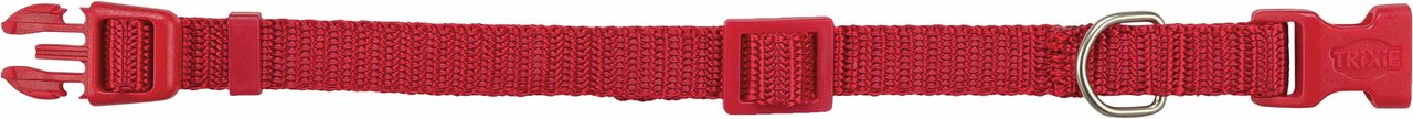 Rotes TRIXIE Hundehalsband für Hunde, verstellbar, mit Klickverschluss und Metallring, robustes Nylonmaterial.