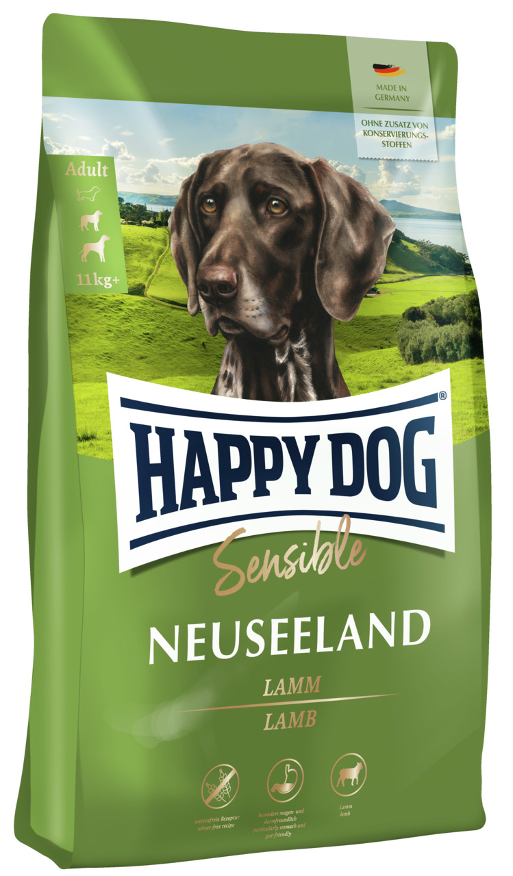 Sparpaket 2 x 4 kg Happy Dog Sensible Neuseeland Lamm Hunde Trockenfutter