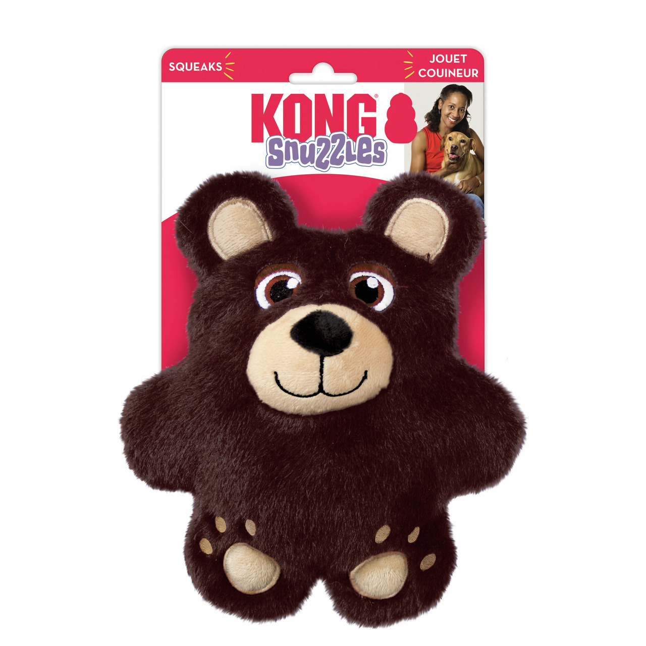 KONG Snuzzles Plüschspielzeug Bär, für Hunde, mit Quietscher, weich, ideal zum Kuscheln/Spielen.