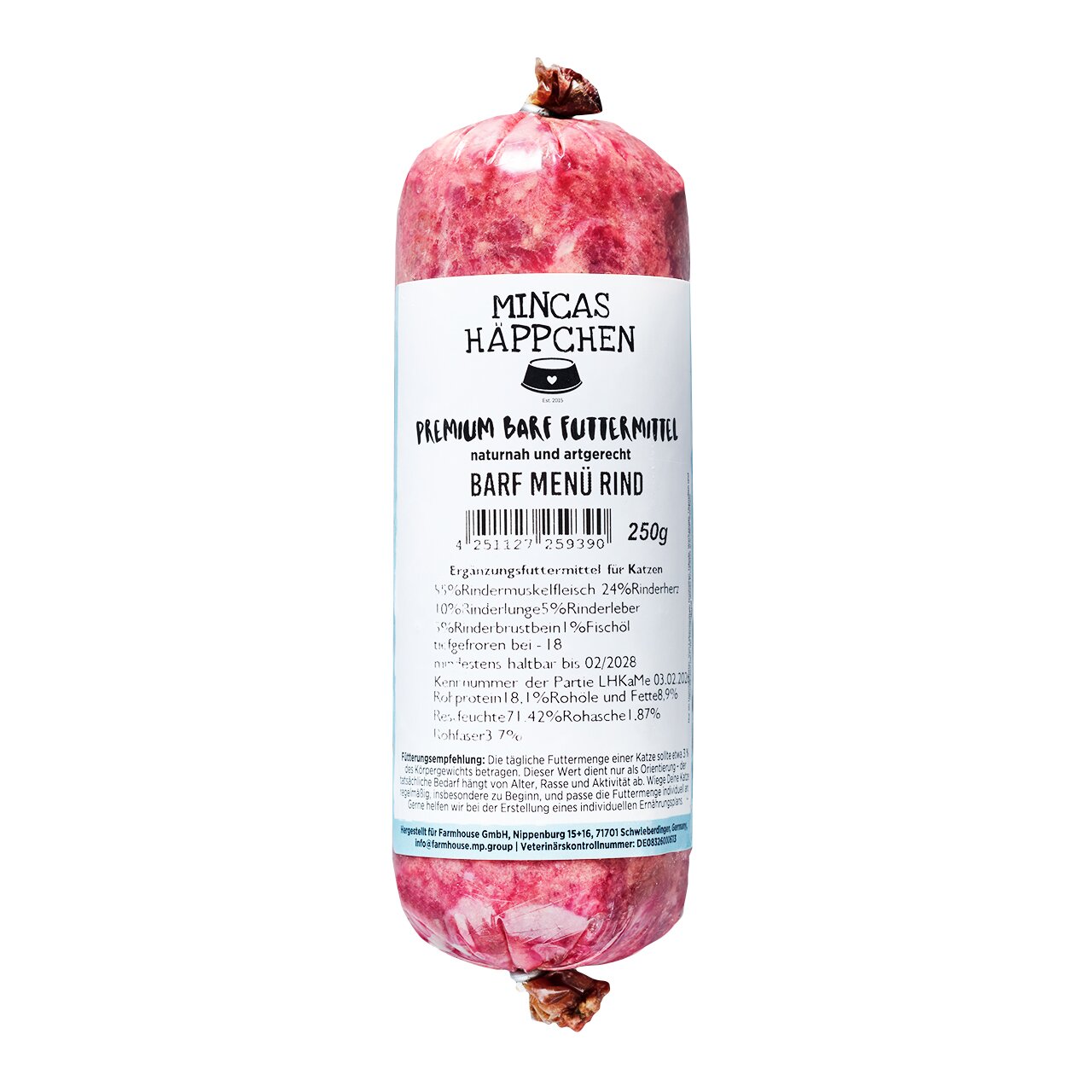 MINCAS HÄPPCHEN Barf Menü Rind 250 g