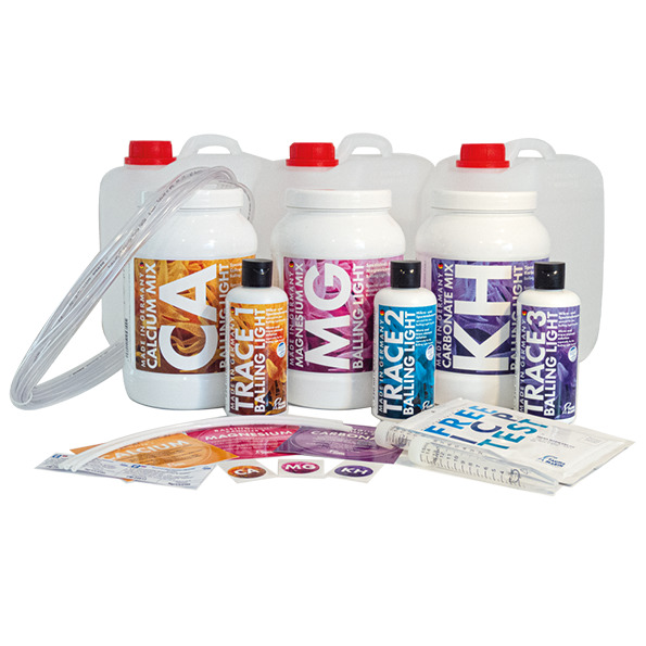 Fauna Marin Balling Light Set: Für Meerwasseraquarien, mit Ca-, Mg-, Carbonat-Mix & Spurenelementen. Inkl. Teststreifen & Schläuche.