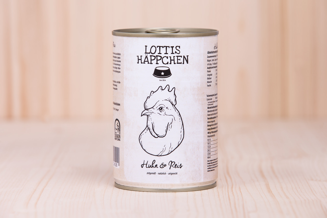 Lottis Häppchen Huhn & Reis Hunde Nassfutter 400 g