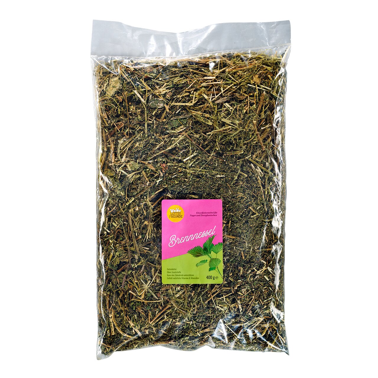 LOTTIS FREUNDE Brennnessel, Ergänzungsfutter für Kleintiere, 400 g, hochwertig, fördert Verdauung und Vitalität.