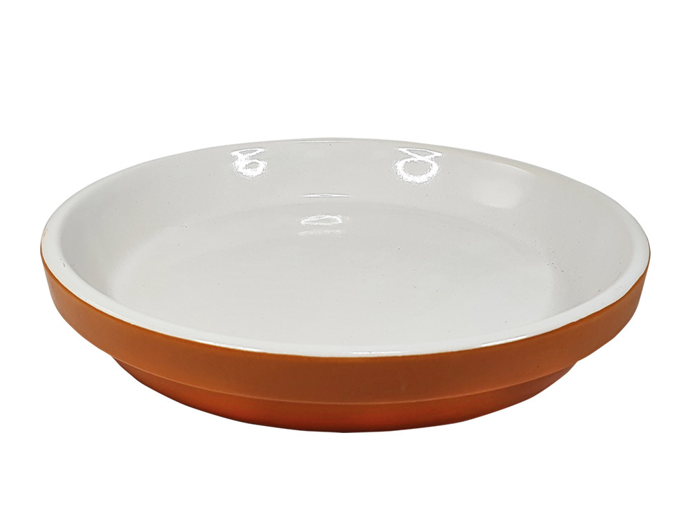 Nobby Keramiknapf Terracotta, für Katzen & kl. Hunde, robust, leicht zu reinigen, ideal für Futter/Wasser, rund, weiß/terracotta.