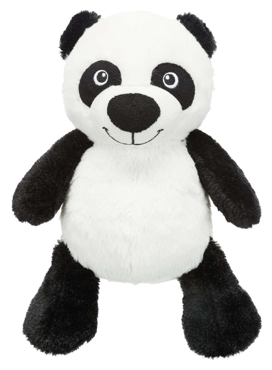Das Bild zeigt das TRIXIE Hundespielzeug „Panda“, ein weiches Plüschtier in Form eines Pandabären. Es ist speziell für Hunde als Spiel- und Kuschelpartner konzipiert. Der Panda hat ein schwarz-weißes Design mit großen Augen und einem freundlichen Gesichts
