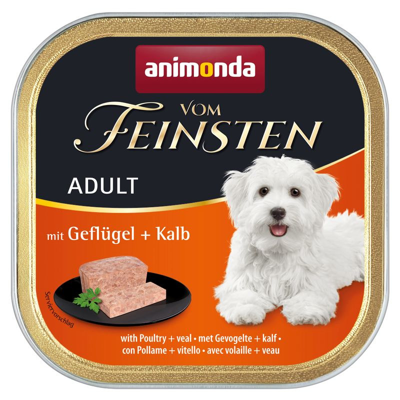 Sparpaket 22 x 150 g Animonda vom Feinsten Adult mit Geflügel & Kalb Hunde Nassfutter