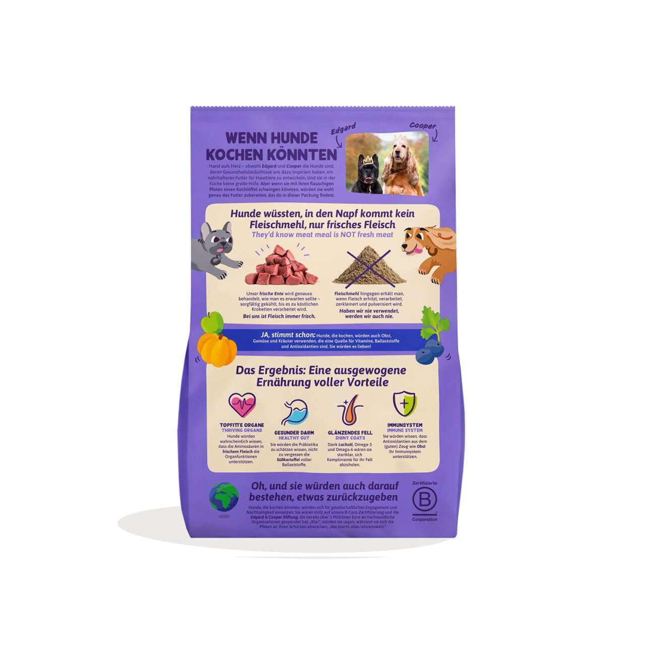 Edgard & Cooper Hundefutter, für Hunde, Geschmacksrichtung frisches Fleisch, ausgewogene Vorteile, 2 kg Packung.