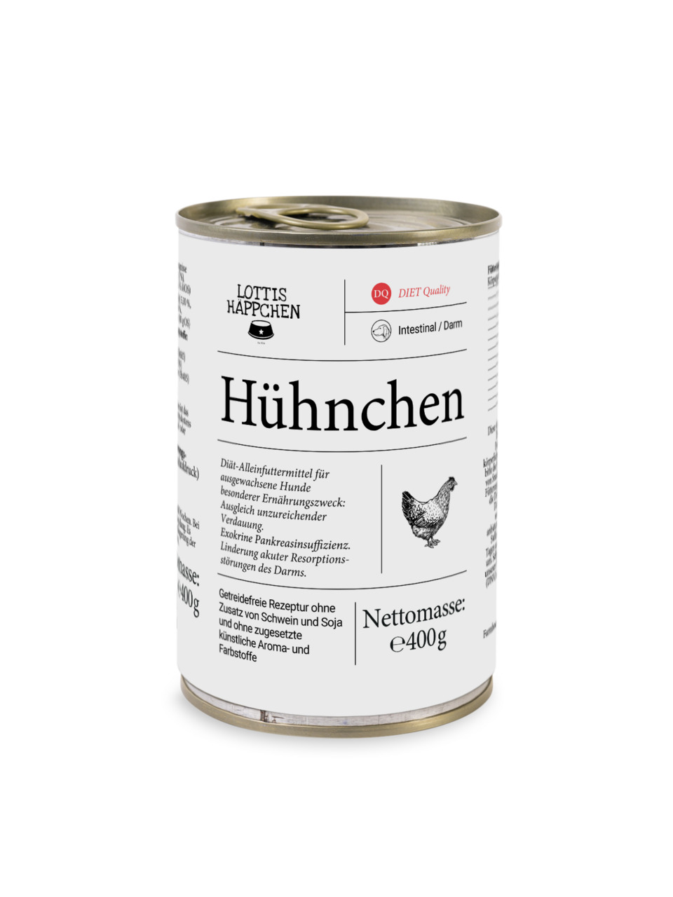 Lottis Häppchen Huhn, 400 g, diätetisches Alleinfutter f. erw. Hunde, getreidefrei, ohne Schwein-Soja, unterstützt Verdauung-Pankreas.
