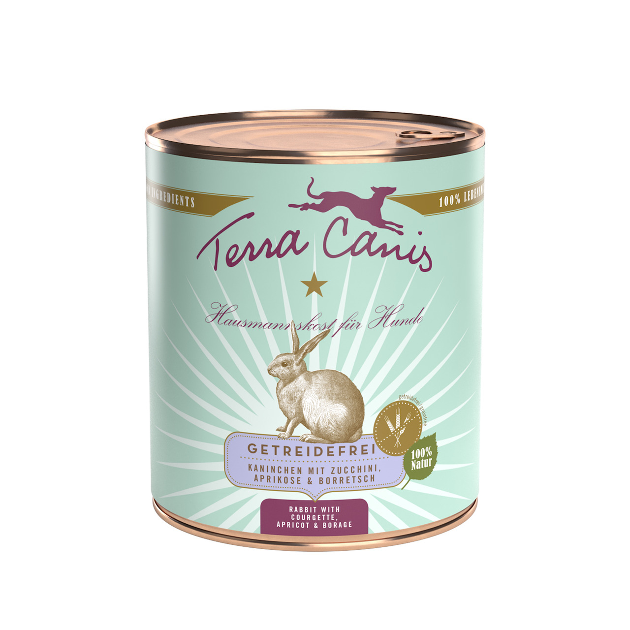 Terra Canis Getreidefrei Kaninchen mit Zucchini, Aprikose & Borretsch 800g Dose Hundenassfutter