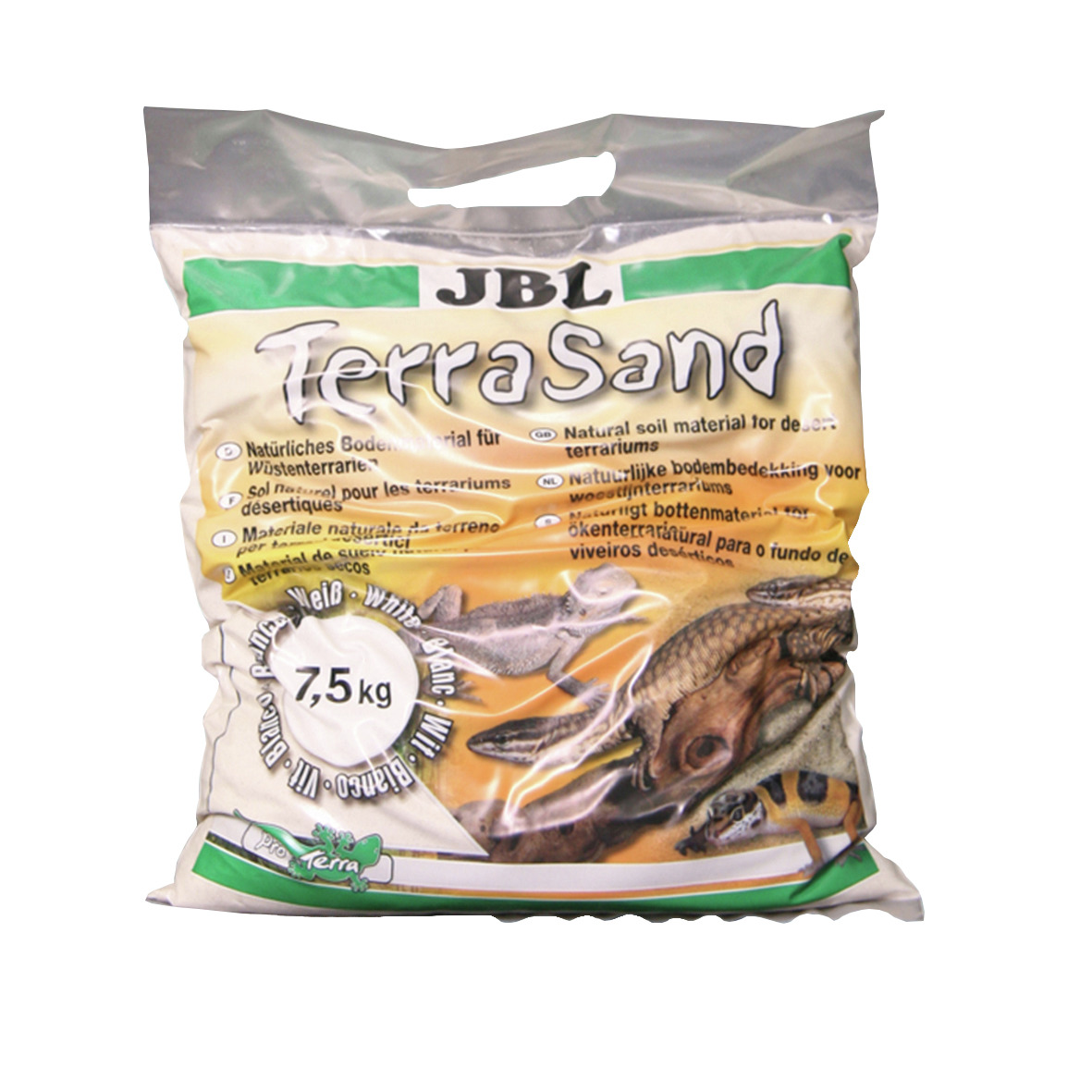 JBL TerraSand Weiß, Bodensubstrat für Wüstenterrarien, Reptilien & Wüstentiere, 7,5 kg, natürlich, ideal für Echsen & Schildkröten.
