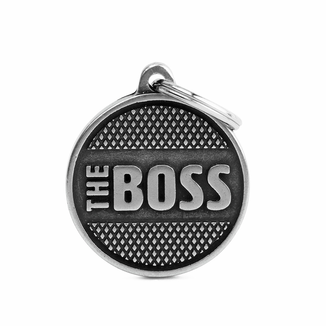 My Family" Hundehalsband-Tag "The Boss", silber, für Hundehalter, stilvoll & robust, strukturierte Oberfläche, stabiler Schlüsselring.;;;;;;;;;;;;;;;;;;;;;;;;;;;;;;;;;;;;