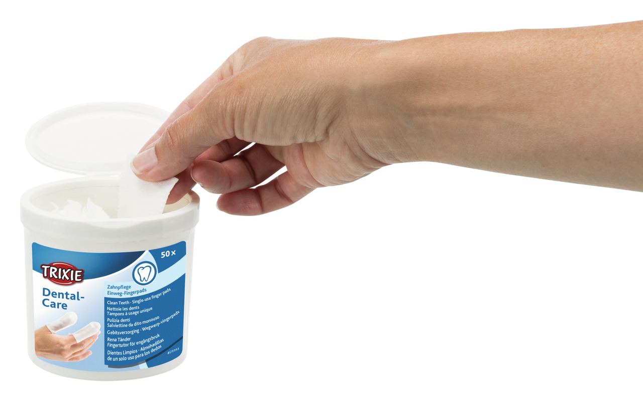 TRIXIE Dental-Care Fingerpads, 50 Stk., für Hunde & Katzen, Zahnpflege, saubere Zähne & frischer Atem, einfache Anwendung.