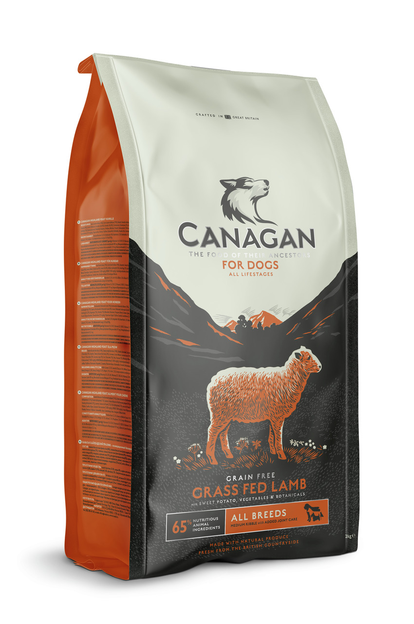 Canagan Grain Free Grass Fed Lamb, für alle Hunde, Lamm mit Süßkartoffeln, Gemüse & Kräutern, 2 kg, getreidefrei, 65 % tierische Zutaten.